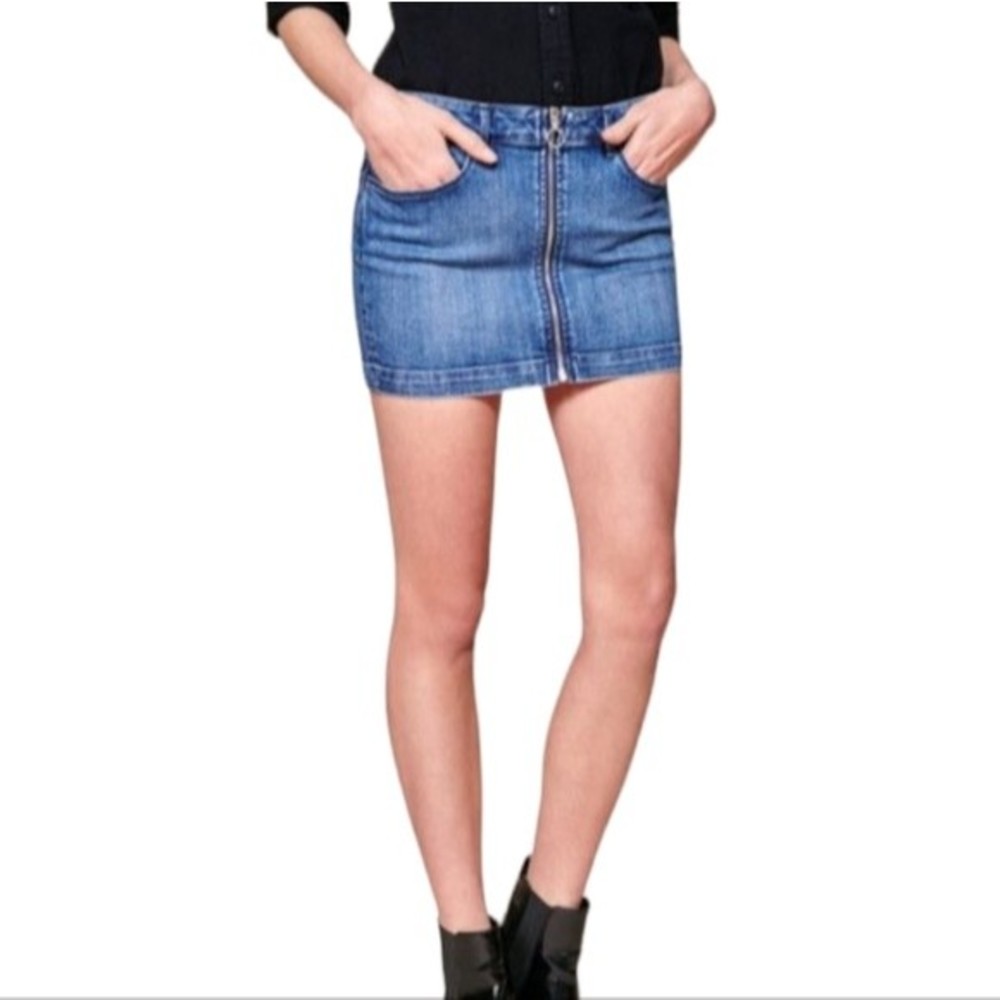 3x1 Denim Micro Mini Zip Front Skirt, size M